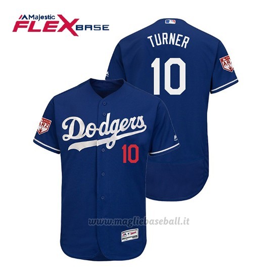 Maglia Baseball Uomo Los Angeles Dodgers Justin Turner Flex Base Entrenamiento De Primavera 2019 Blu